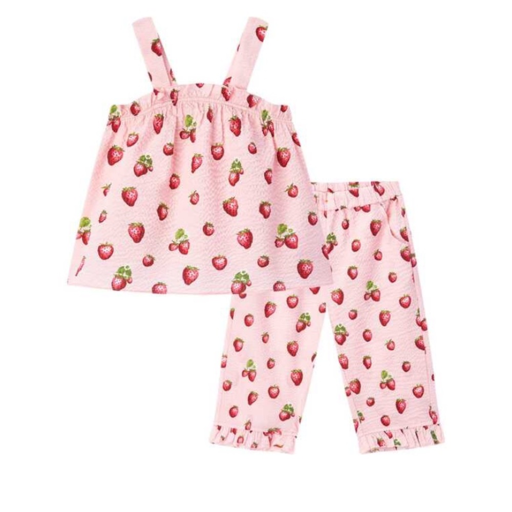 MILKBARN KIDS Strawberry Ruffle Tank And Pant Set